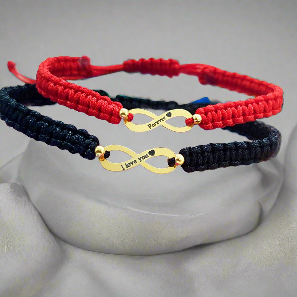 set bratari cu ata impletite pentru cuplu personalizate cu initiale si data nuntii