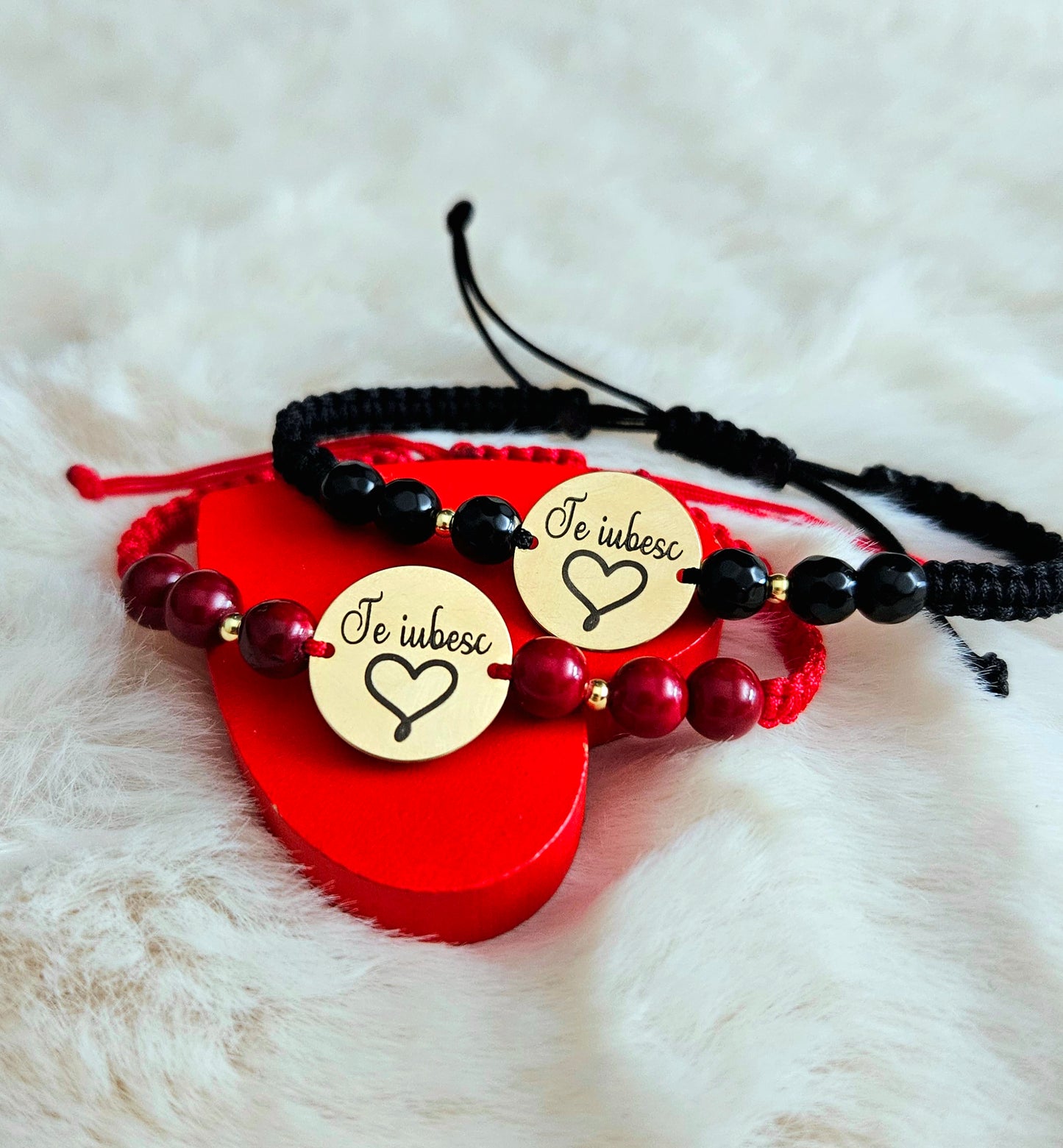 Set Bratari Personalizate - Banuti 14,50mm Argint Placat Cu Aur 24K & Margele Semipretioase Agate