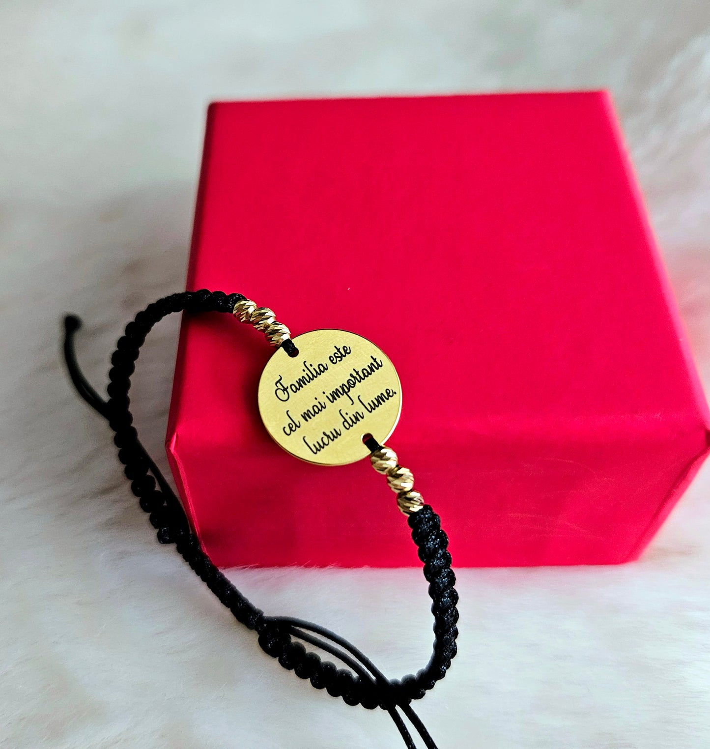 Personalizare FOTO - Banut 16.50mm Argint Placat Cu Aur 24K Si Bilute Striate - Bratara personalizata