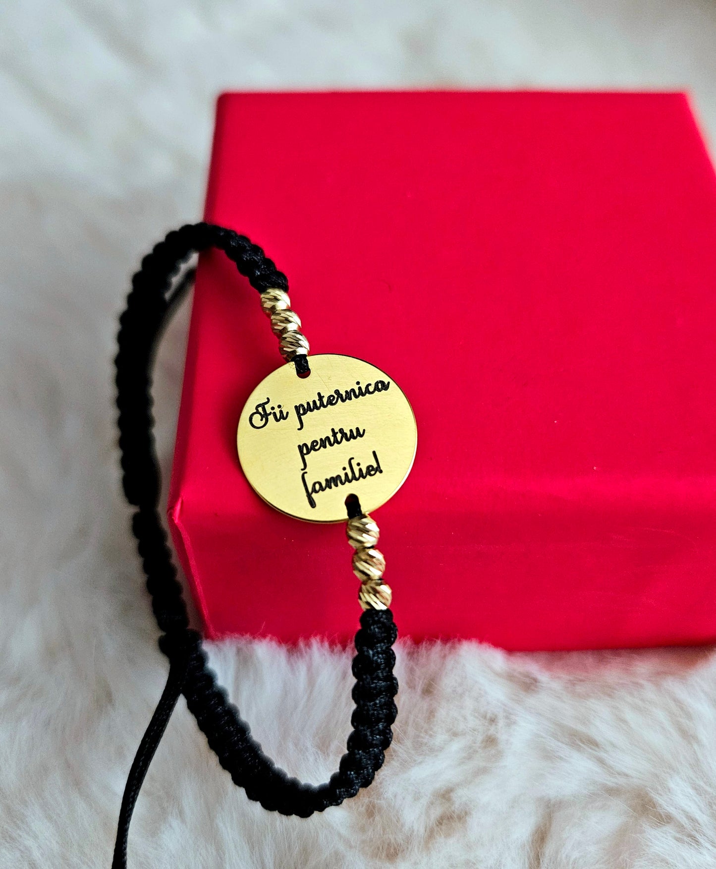 Personalizare FOTO - Banut 16.50mm Argint Placat Cu Aur 24K Si Bilute Striate - Bratara personalizata