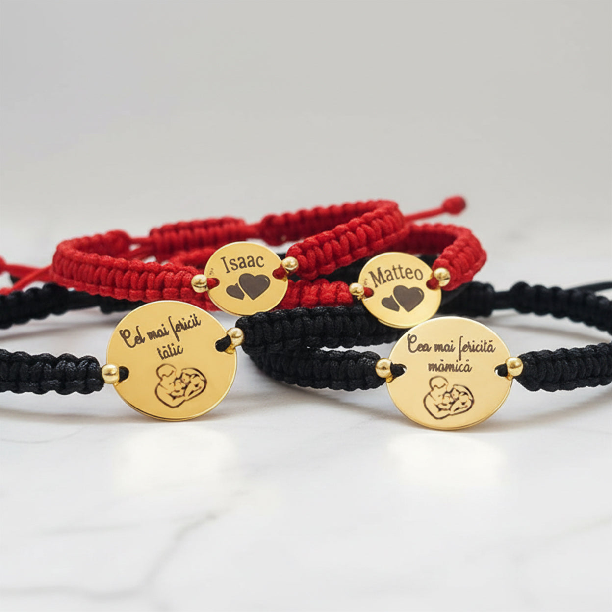 set bratari cu ata impletite pentru cuplu personalizate cu initiale si data nuntii