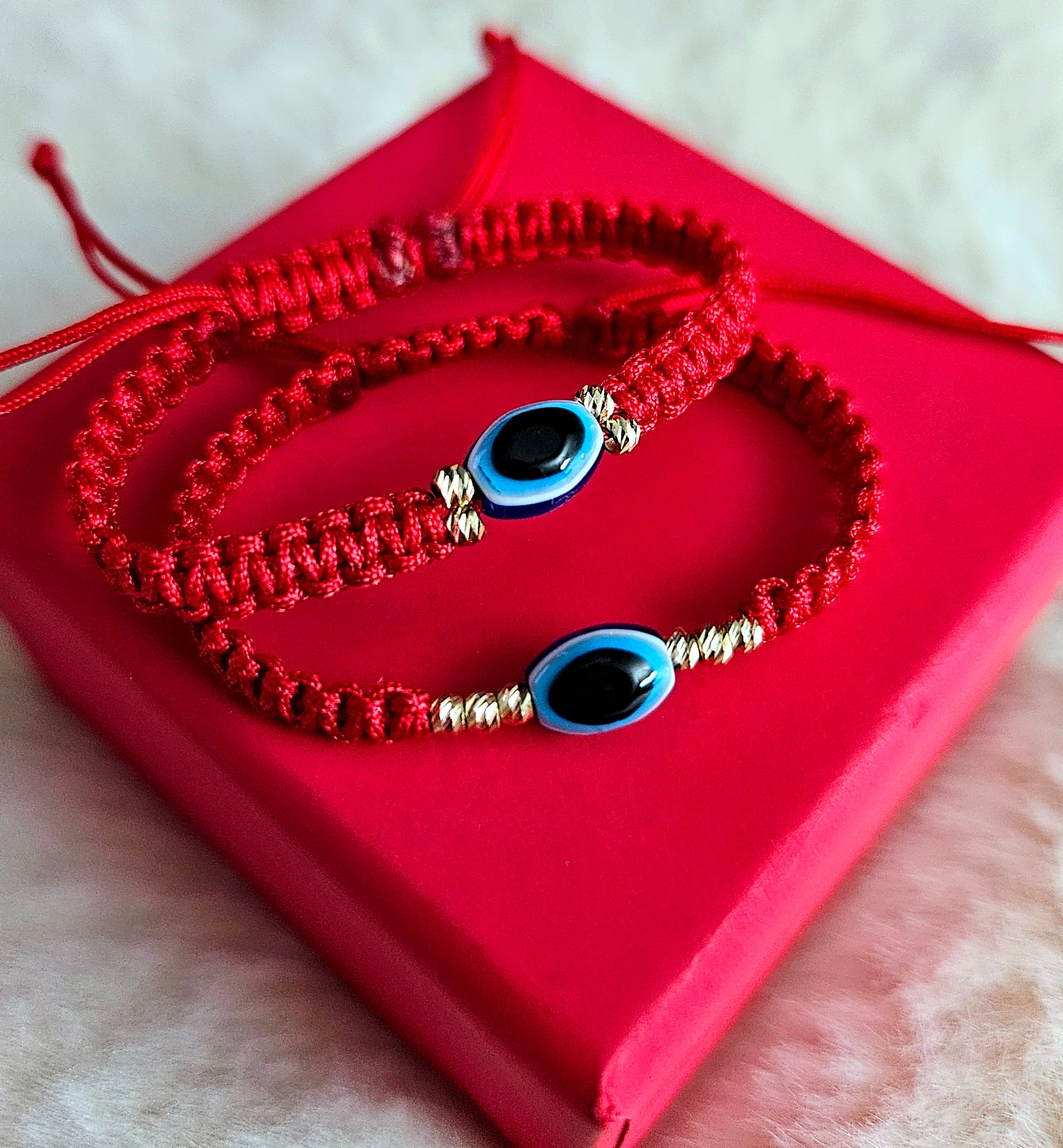 Bratara Impletita - Ochisor Turcesc Si Bilute din Aur 14K