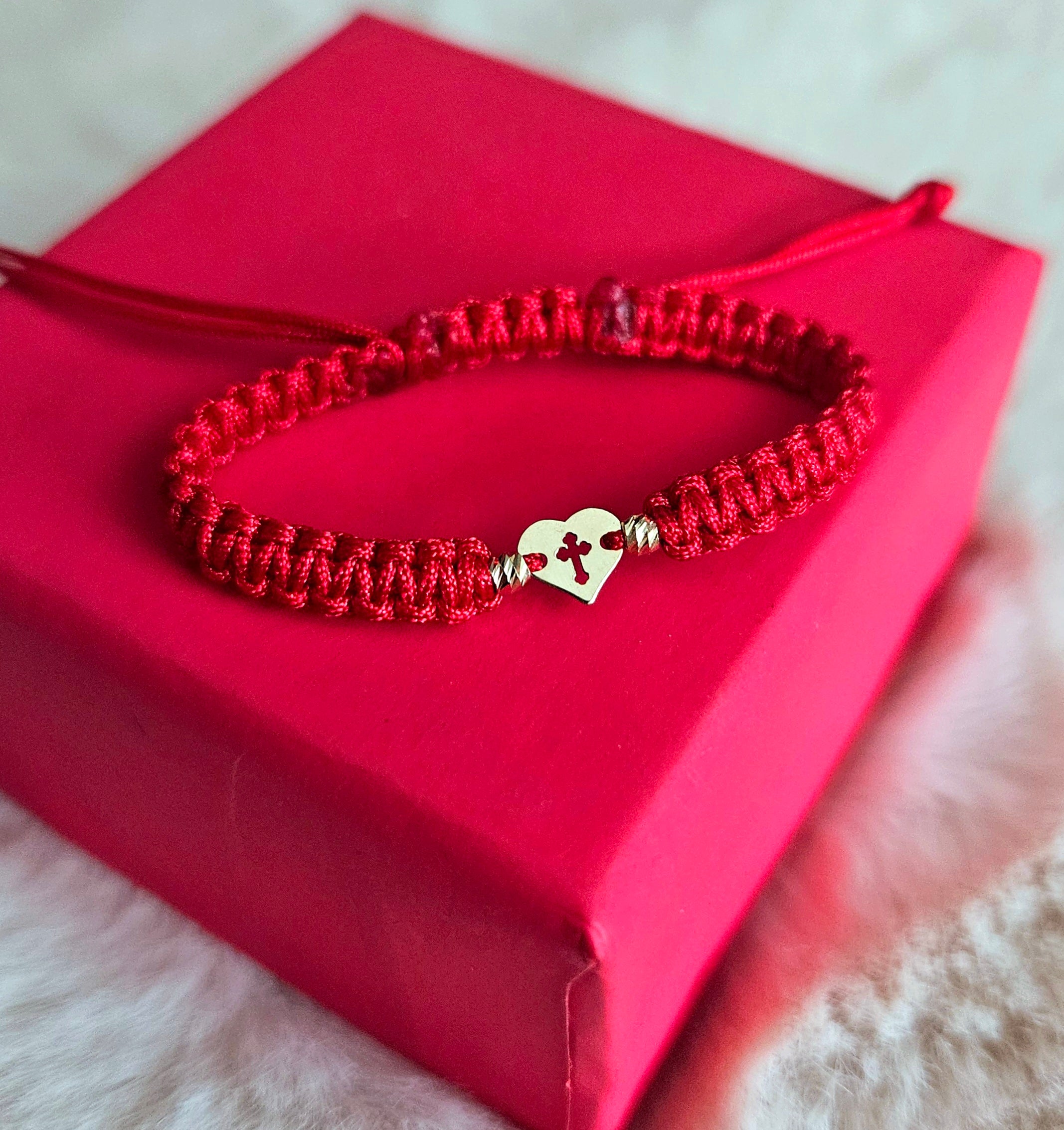 Bratara Impletita - Inimioara & Cruce - Pandantiv Aur 14K