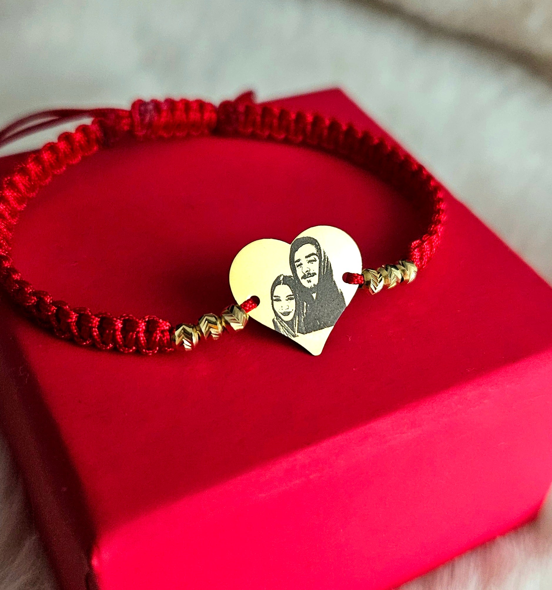 Personalizare FOTO - Inima Mare Argint Placat Cu Aur 24K - Bratara personalizata