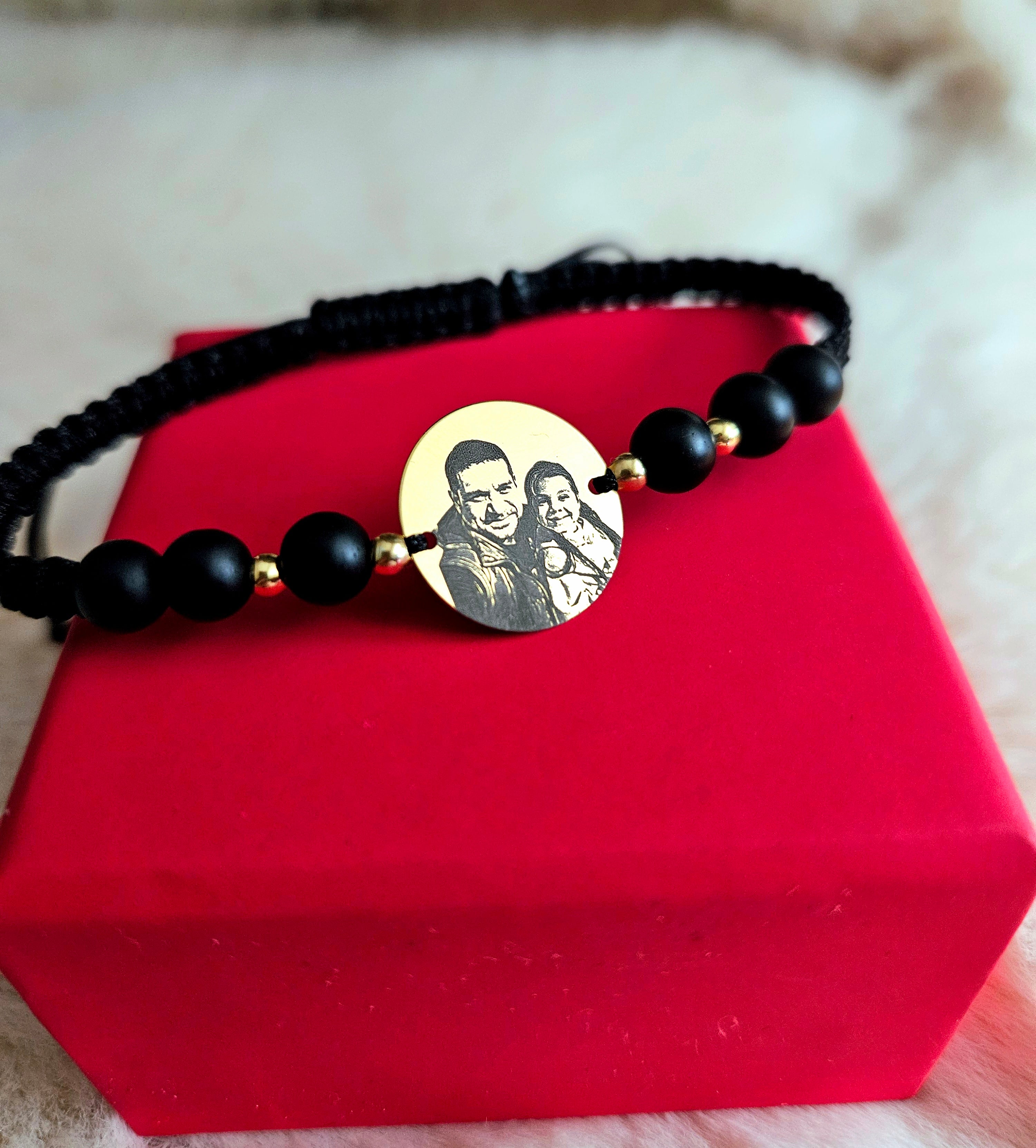 Personalizzazione FOTO - Moneta in argento da 16,50 mm placcata in oro 24 carati - Bracciale personalizzato