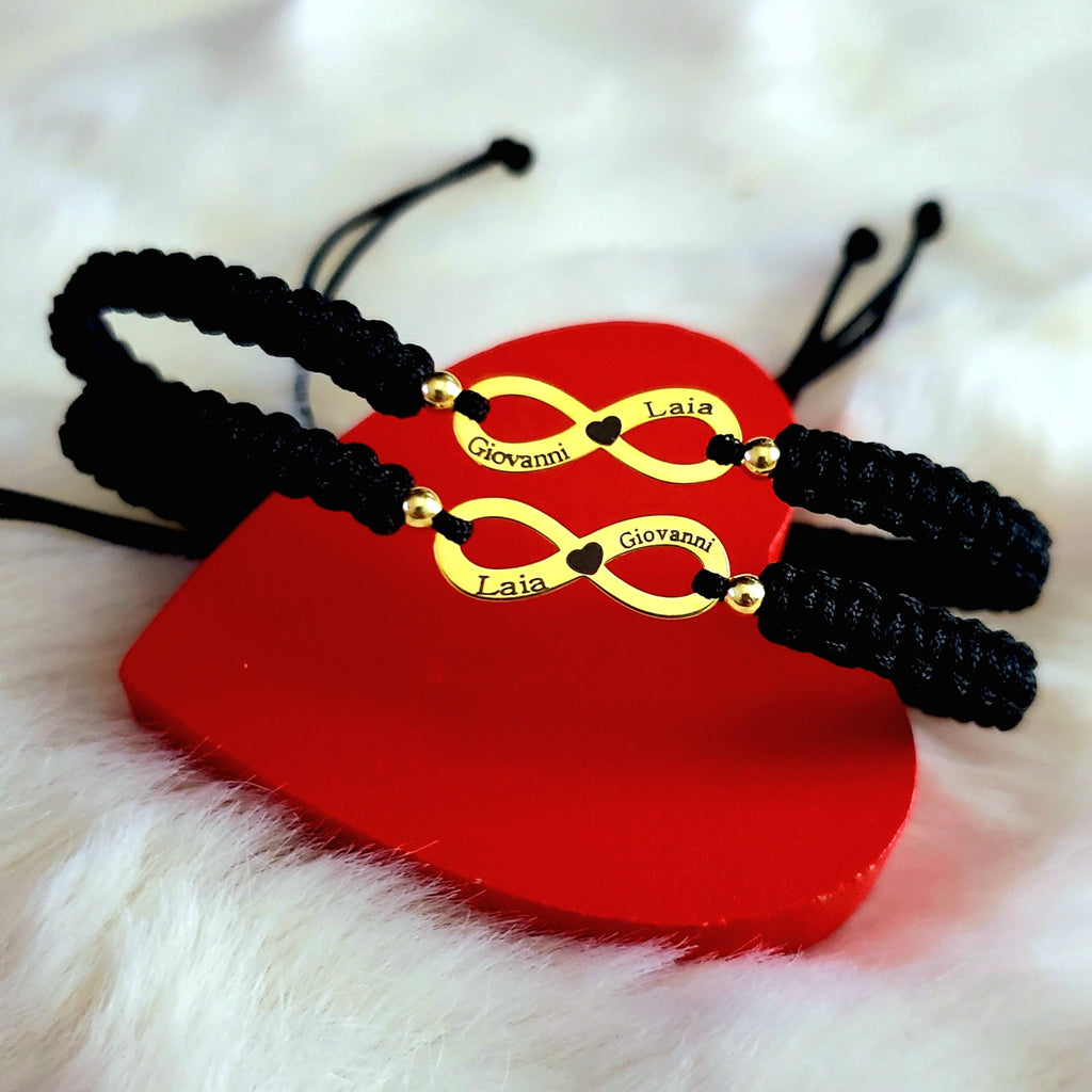 Set 2 Bratari Personalizate Pentru Cuplu - Infinit - Argint Placat Cu Aur 24K