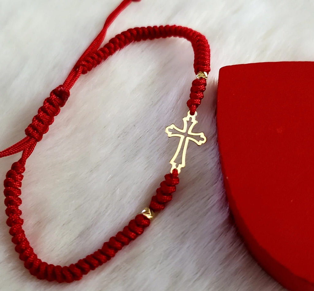 Bracciale Intrecciato - Croce - Pendente In Oro 14K