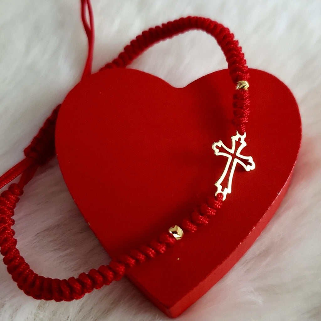 Bracciale Intrecciato - Croce - Pendente In Oro 14K