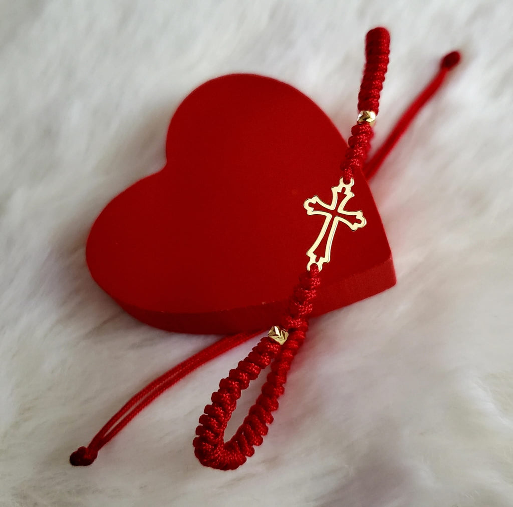 Bracciale Intrecciato - Croce - Pendente In Oro 14K