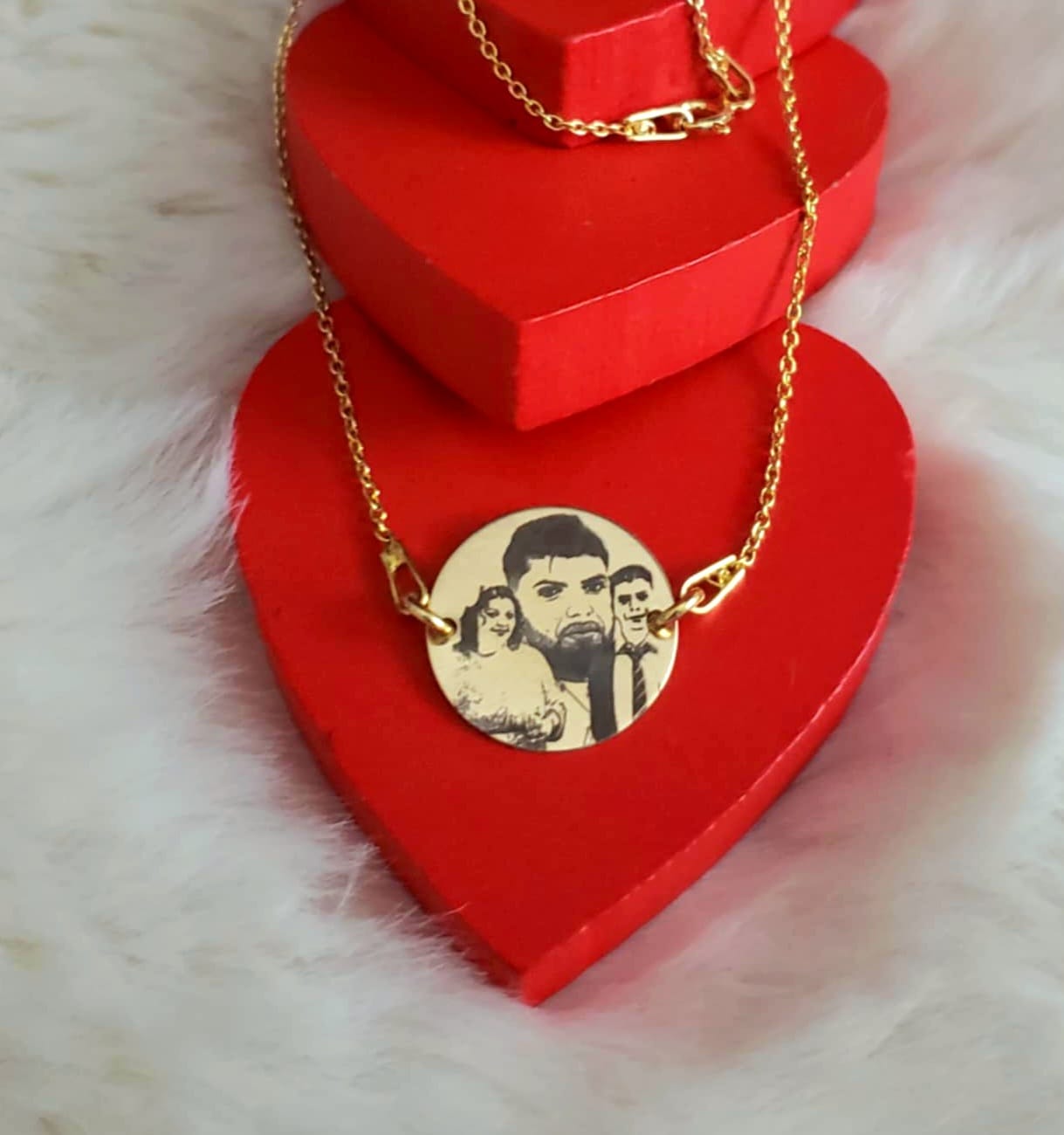 Collana con FOTO personalizzata - Moneta da 16,50 mm - Argento placcato oro 24 carati