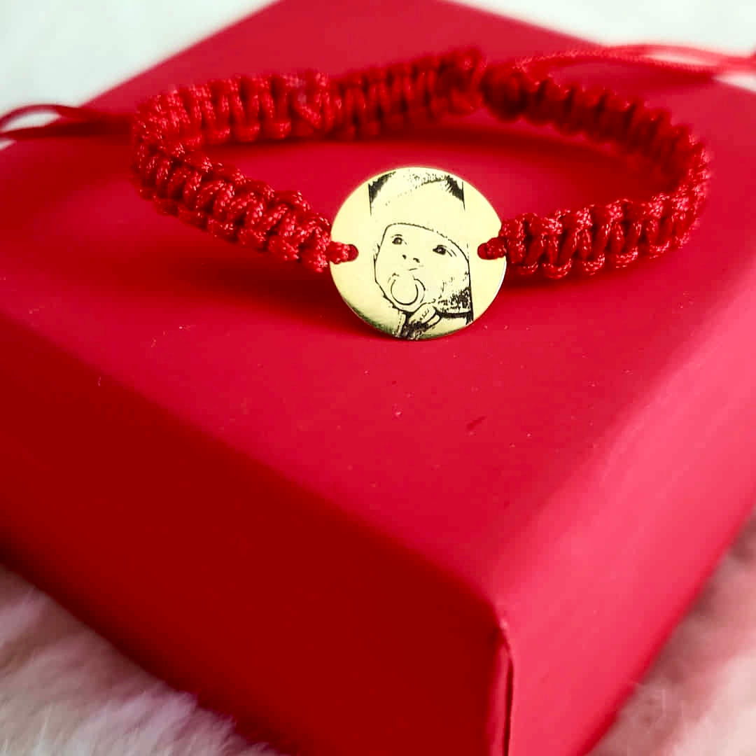 Bratara Impletita Personalizata FOTO Banut 12mm - Aur 14K