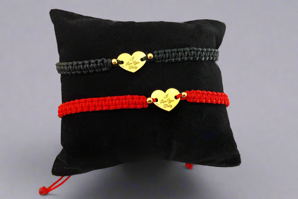 Set di Braccialetti Intrecciati Personalizzati - Cuori in argento placcato oro 24K