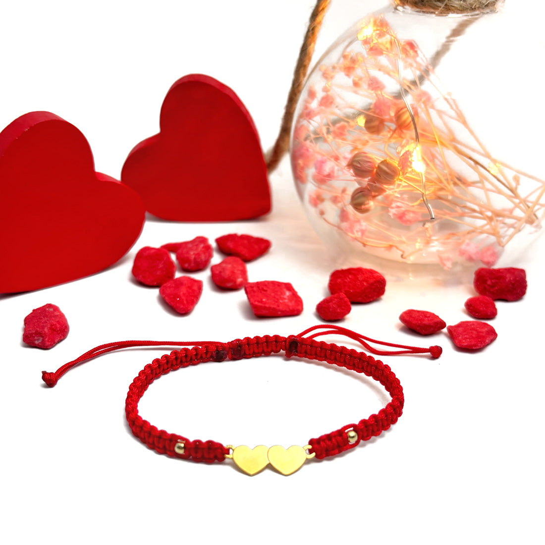 Bracciale personalizzato - Due cuori placcati in argento con oro 24 carati