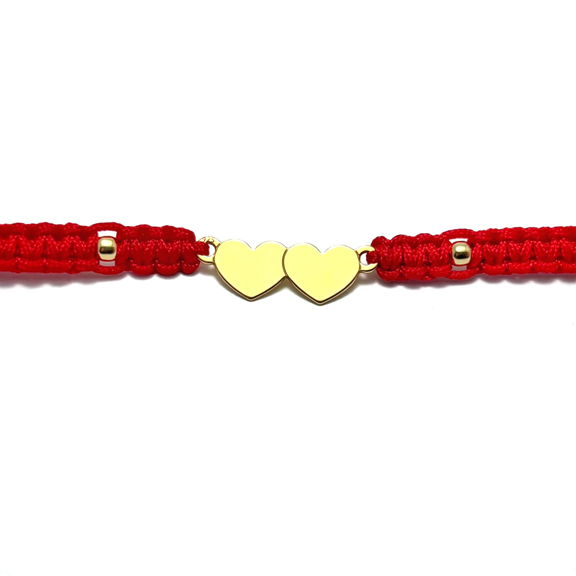 Bracciale personalizzato - Due cuori placcati in argento con oro 24 carati
