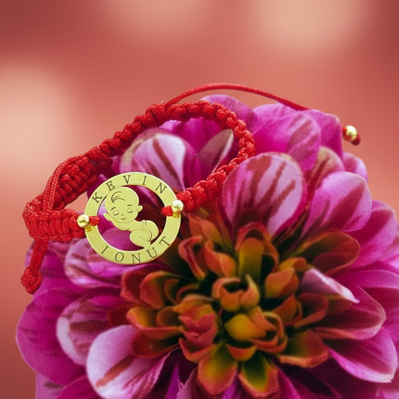 Bratara Personalizata - Bebic Argint Placat cu Aur 24K