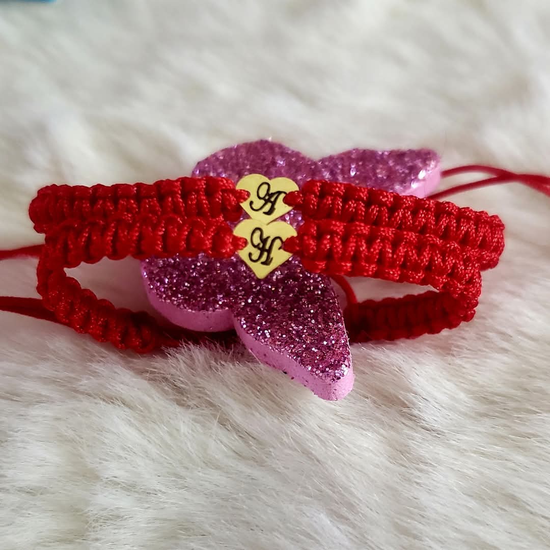 Bracciale Intrecciato Personalizzato Con Iniziale - Cuore Del Bambino In Oro 14K