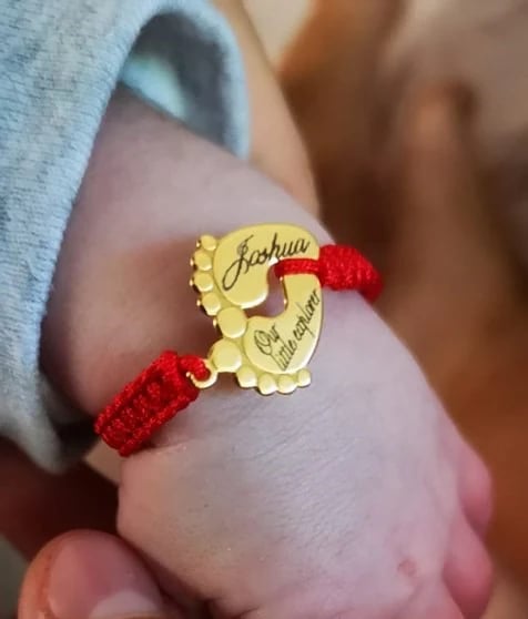 Bratara Impletita Personalizata - Picioruse Bebe din Aur 14K