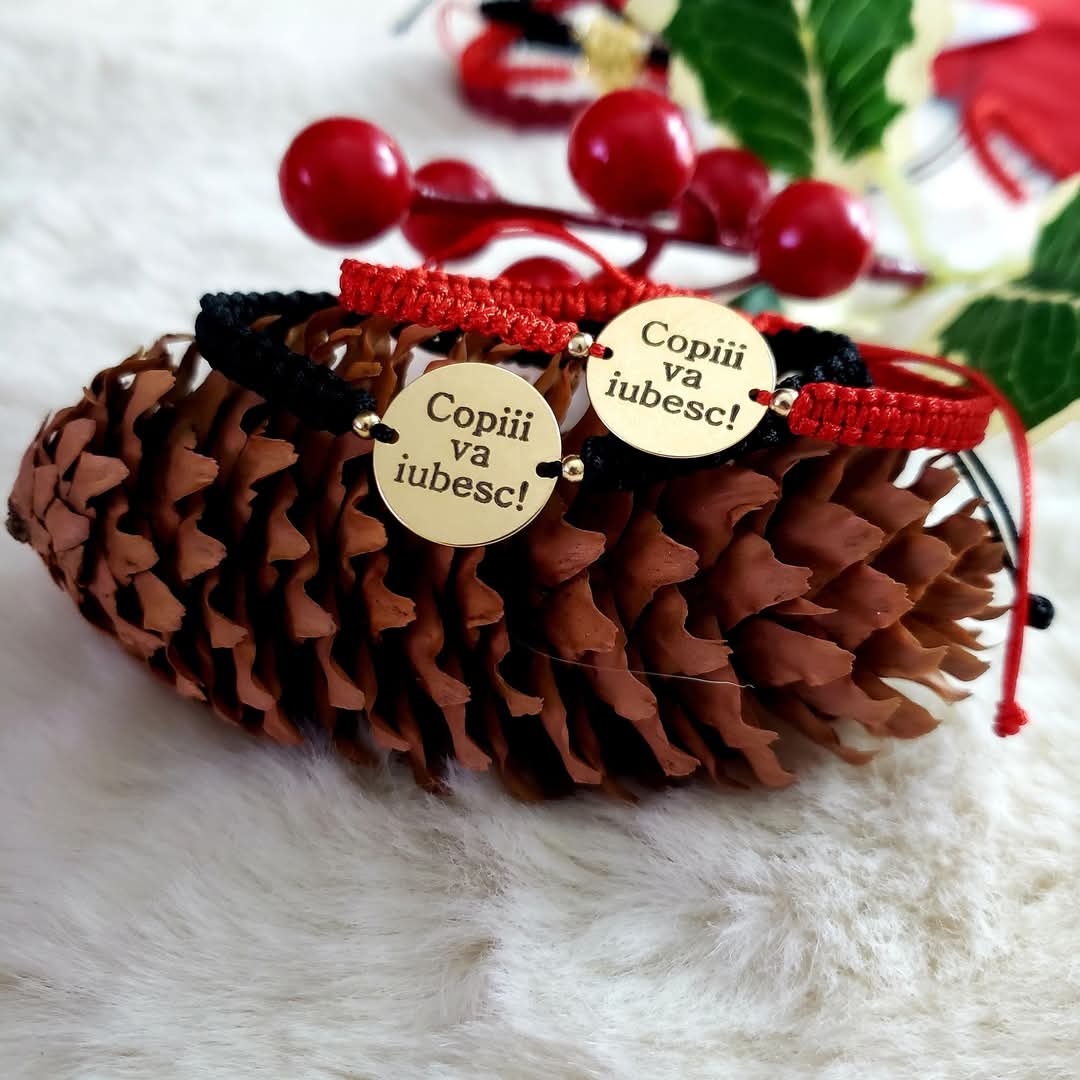 Set 2 Bratari Personalizate - Banuti 16,50mm Argint Placat Cu Aur 24K