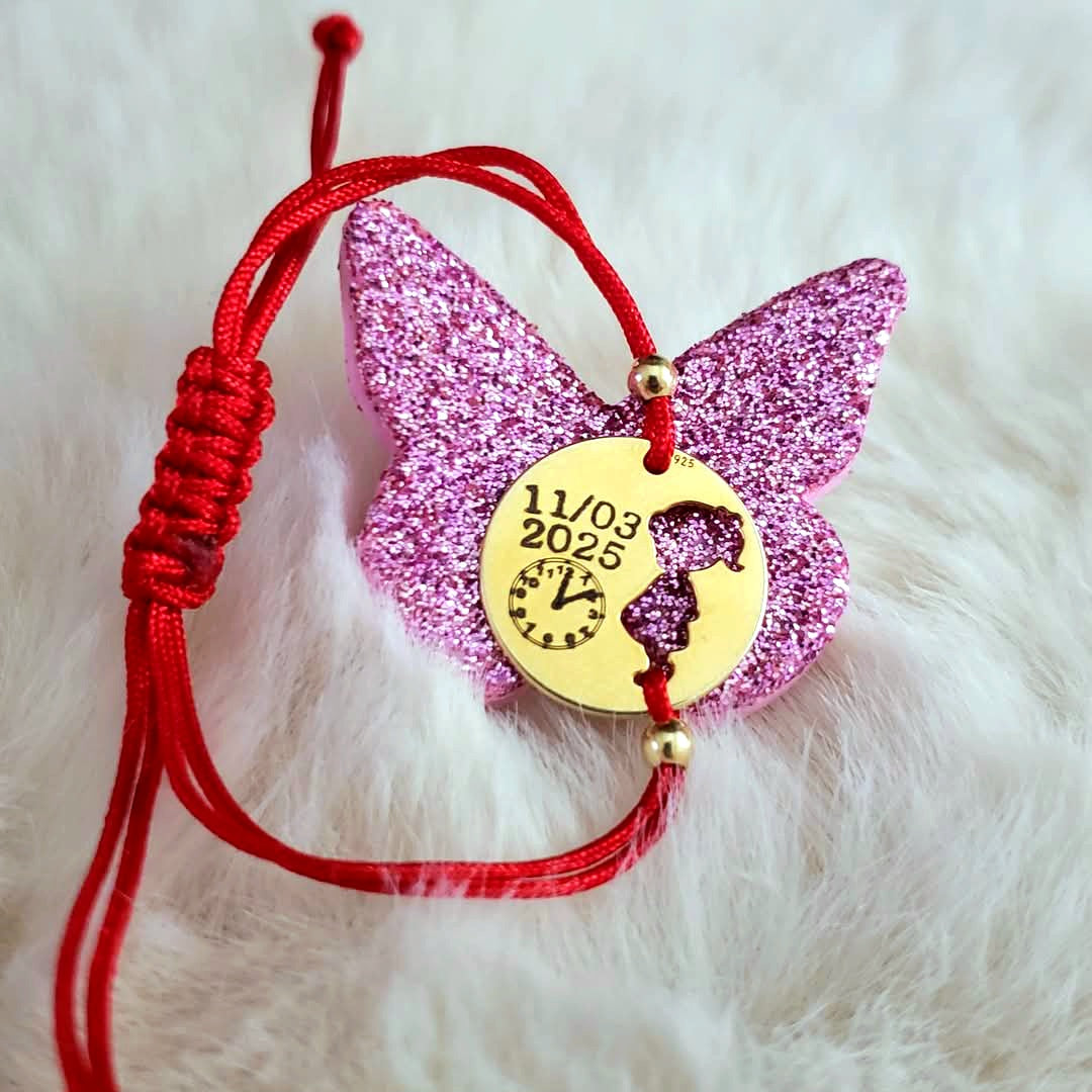 Bracciale Personalizzato da Bambina con Ciondolo Tondo in Argento Placcato Oro 24K