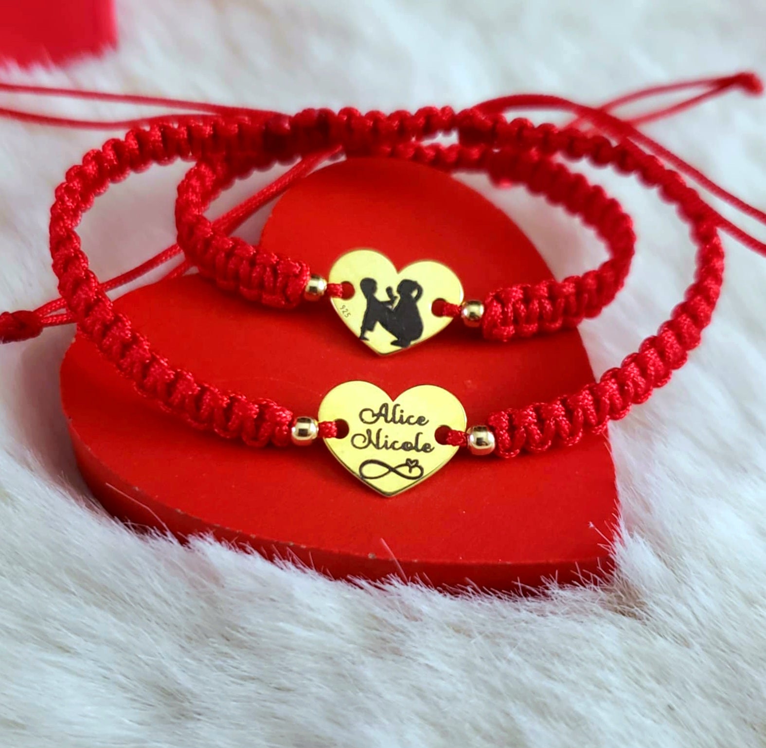 Bratara personalizata - Inima Argint Placat Cu Aur 24K