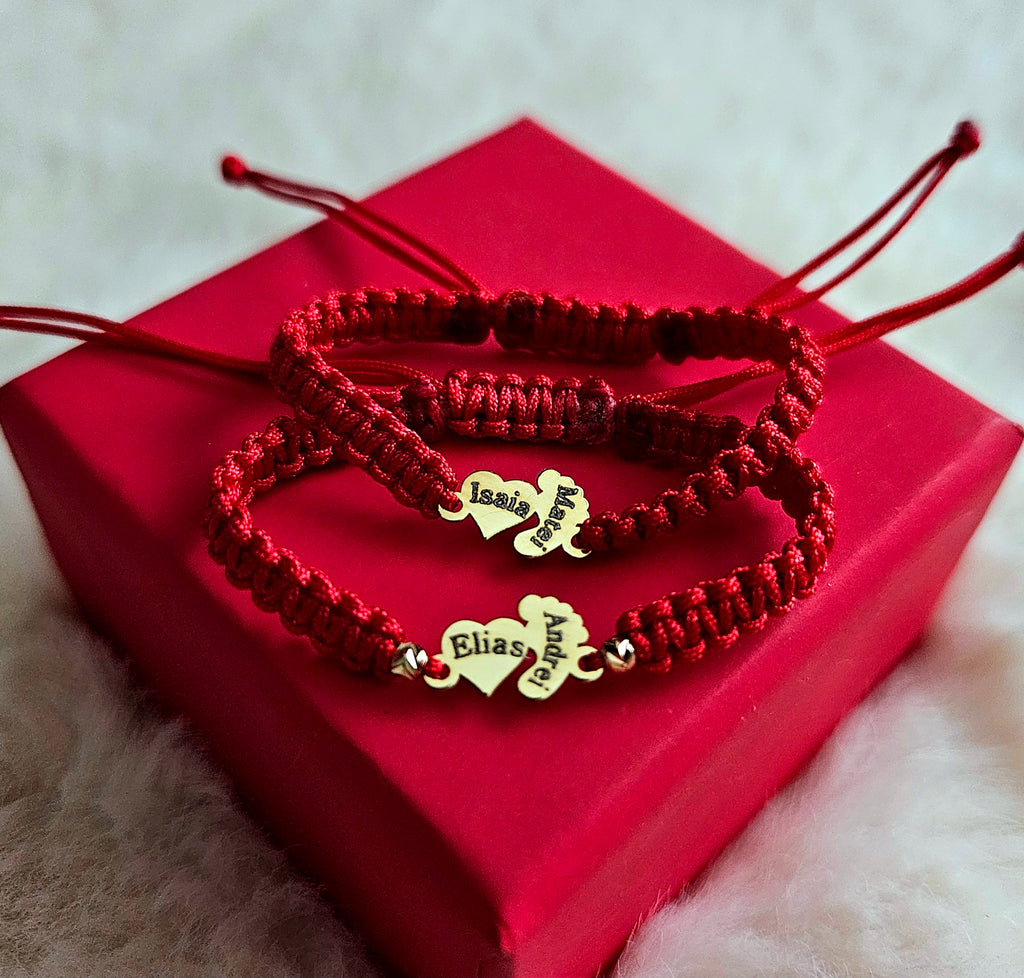 Bratara Impletita Personalizata - Inima & Piciorus Bebe din Aur 14K