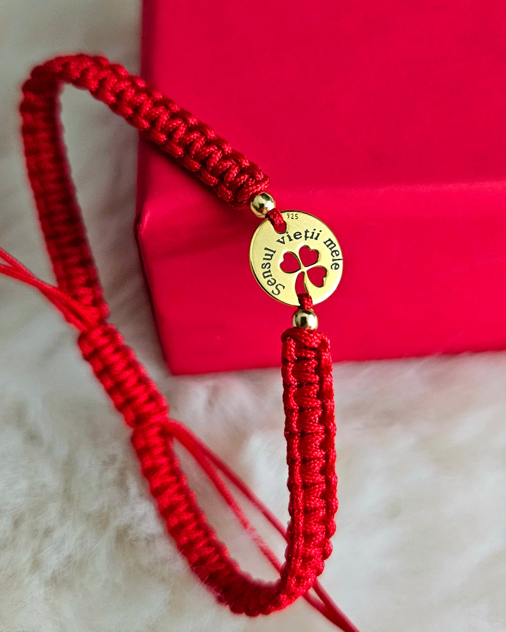 Bratara Personalizata - Banut Trifoi Argint Placat cu Aur 24K