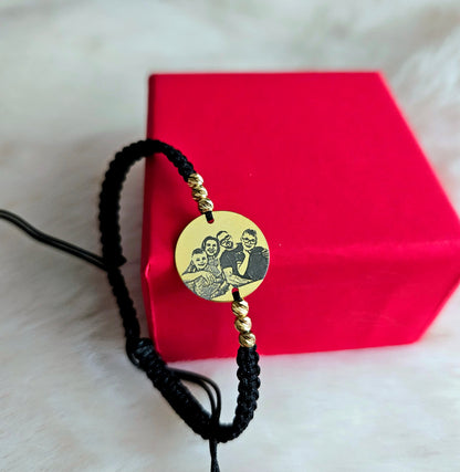 Personalizare FOTO - Banut 16.50mm Argint Placat Cu Aur 24K Si Bilute Striate - Bratara personalizata