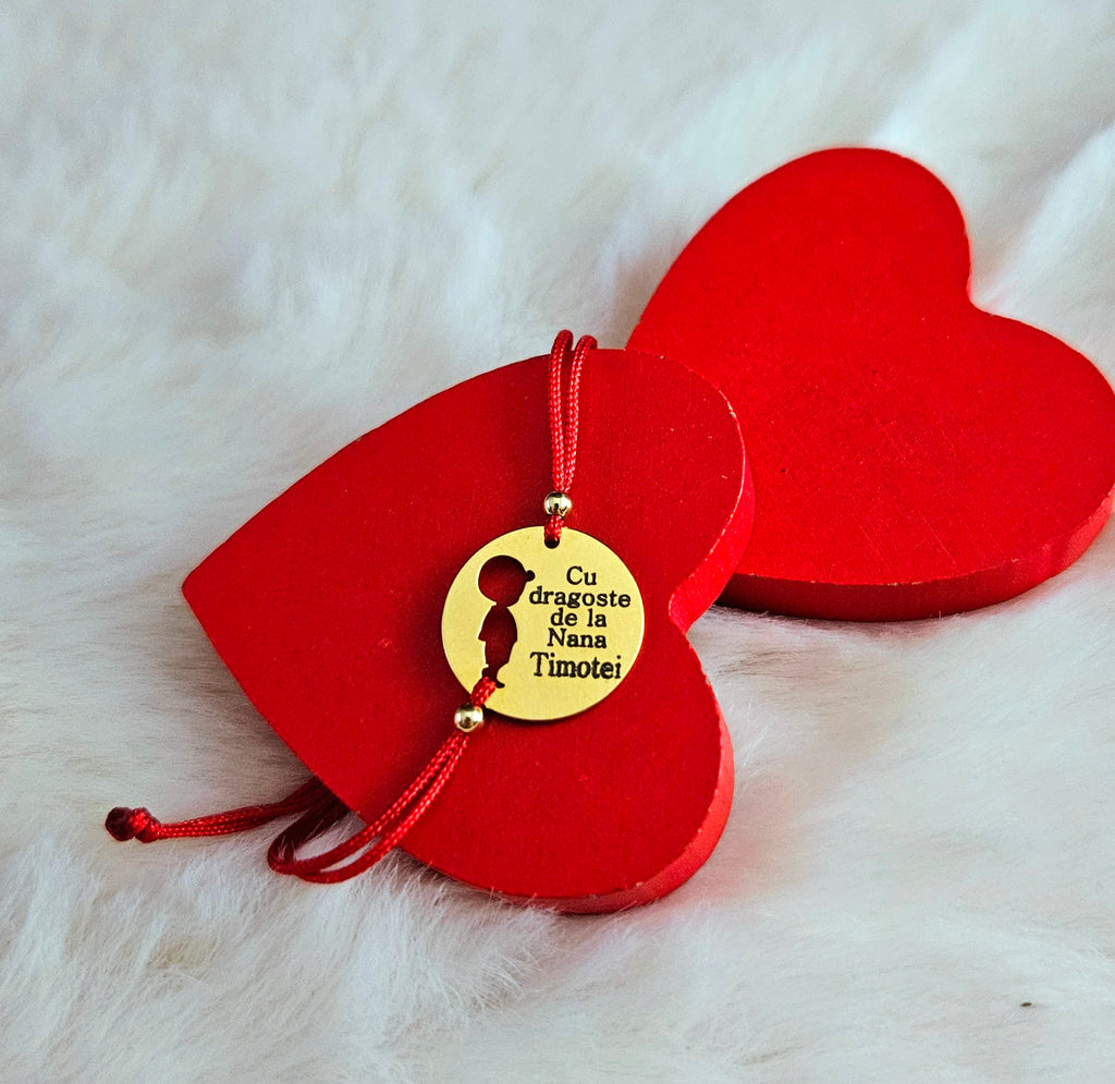 Bratara personalizata - Baietel Banut 16mm Argint Placat Cu Aur 24K