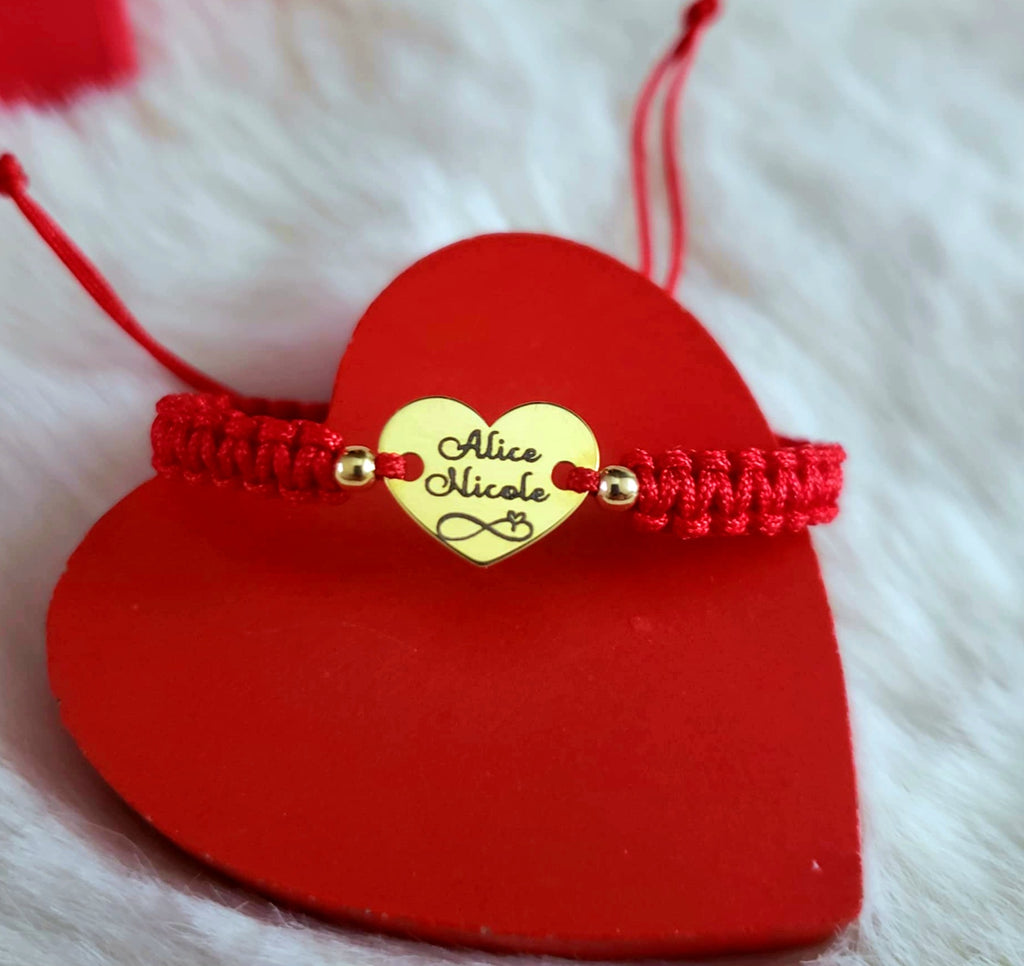 Bratara personalizata - Inima Argint Placat Cu Aur 24K