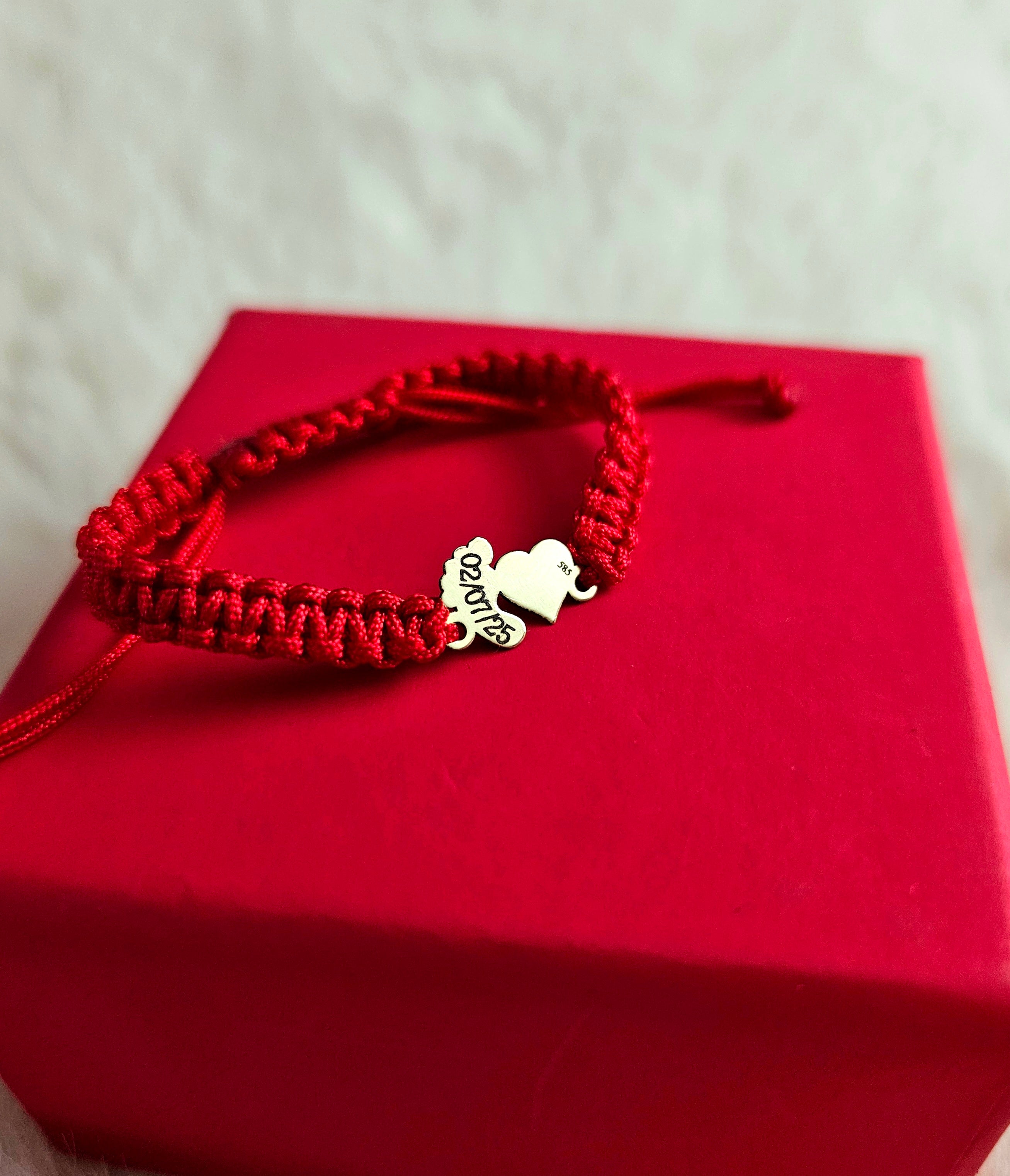 Bratara Impletita Personalizata - Inima & Piciorus Bebe din Aur 14K