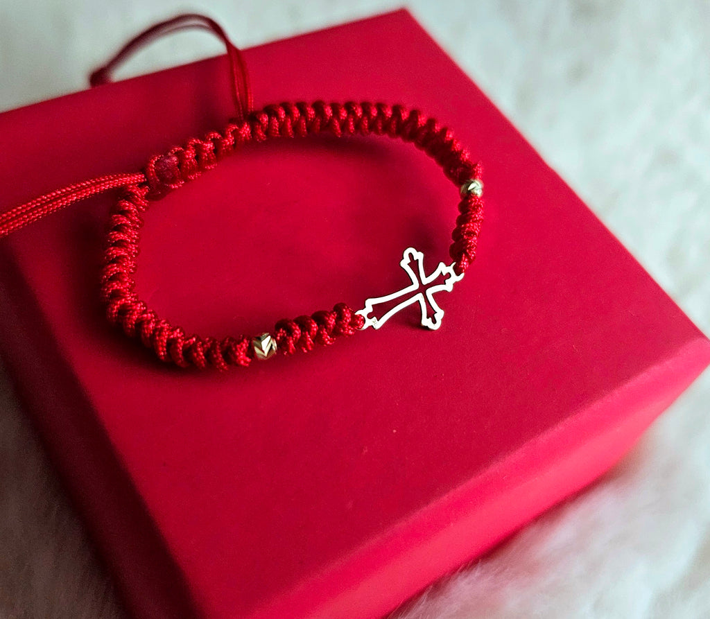 Bracciale Intrecciato - Croce - Pendente In Oro 14K