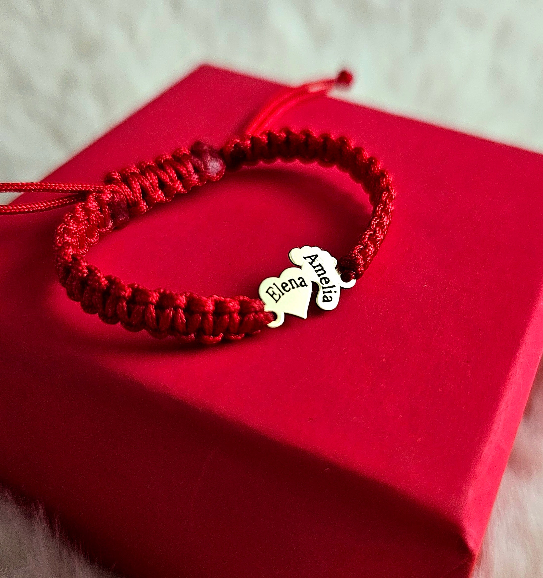 Bratara Impletita Personalizata - Inima & Piciorus Bebe din Aur 14K