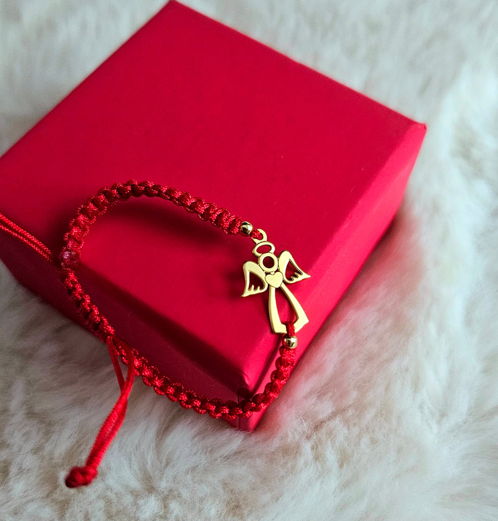 Bracciale Intrecciato - Angelo - Ciondolo in Oro 14K