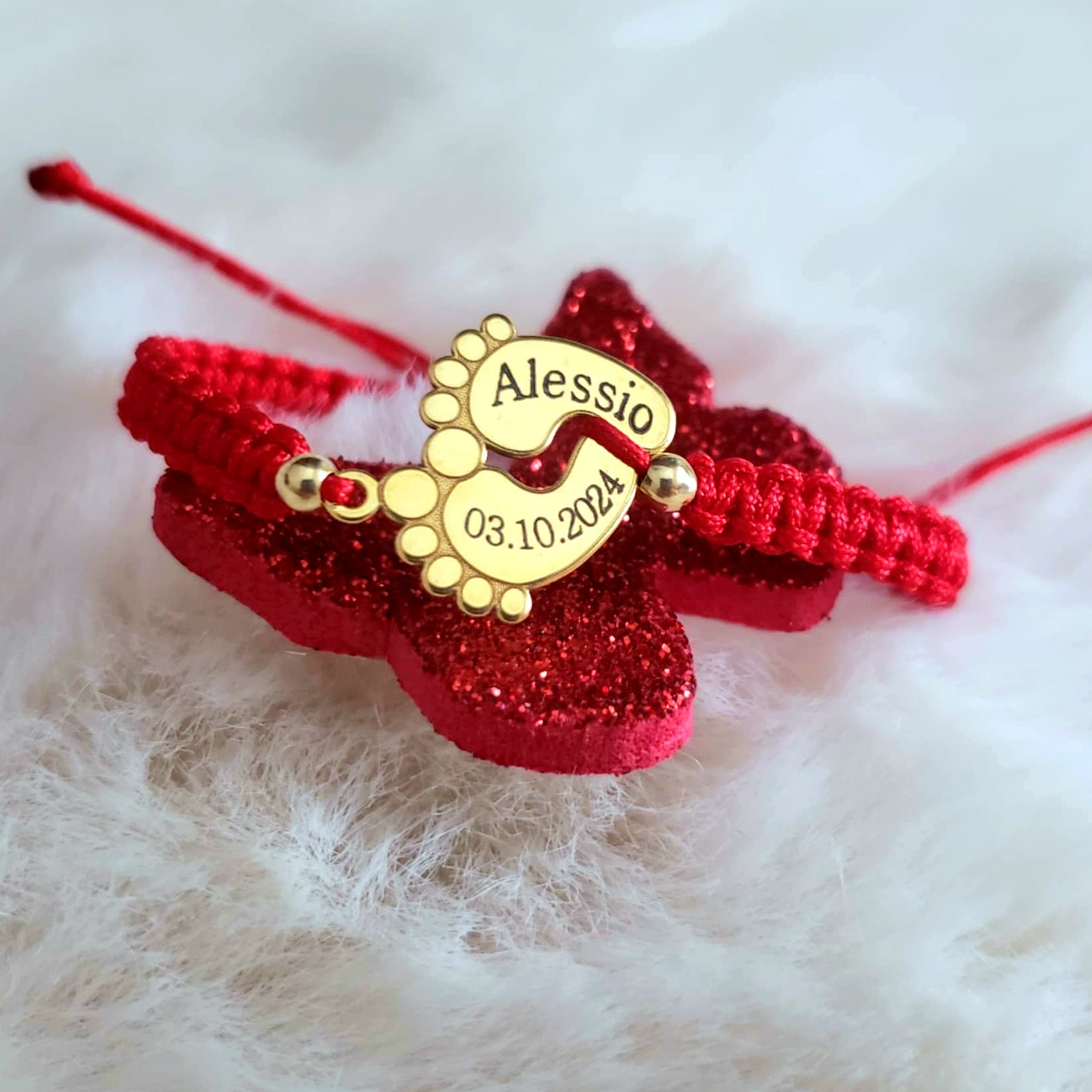 Bratara personalizata - Picioruse Argint Placat Cu Aur 24K