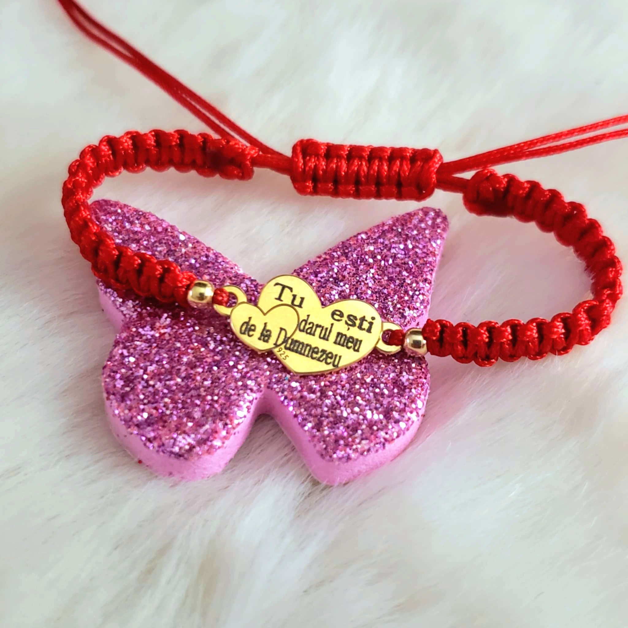 Bratara personalizata - Doua inimioare Argint Placat Cu Aur 24K