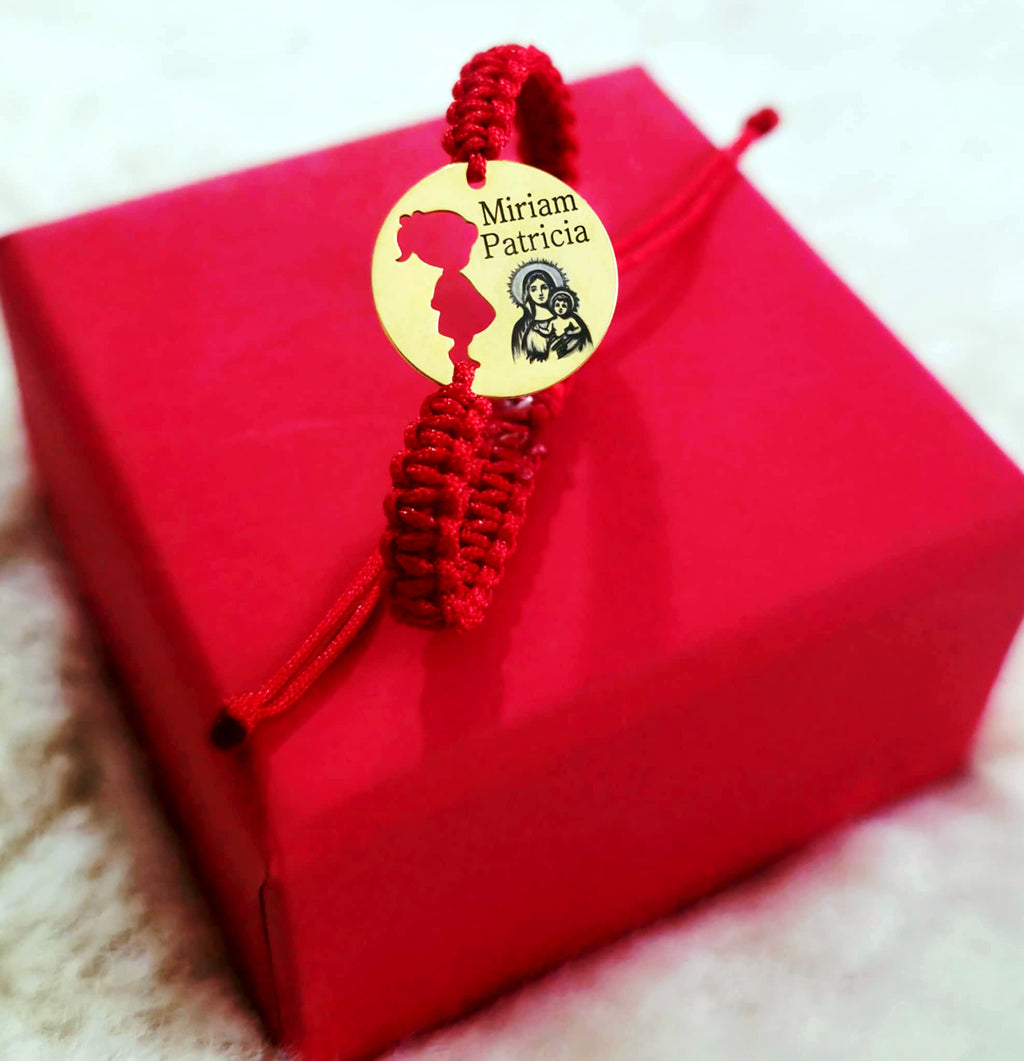 Bracciale Personalizzato da Bambina con Ciondolo Tondo in Argento Placcato Oro 24K