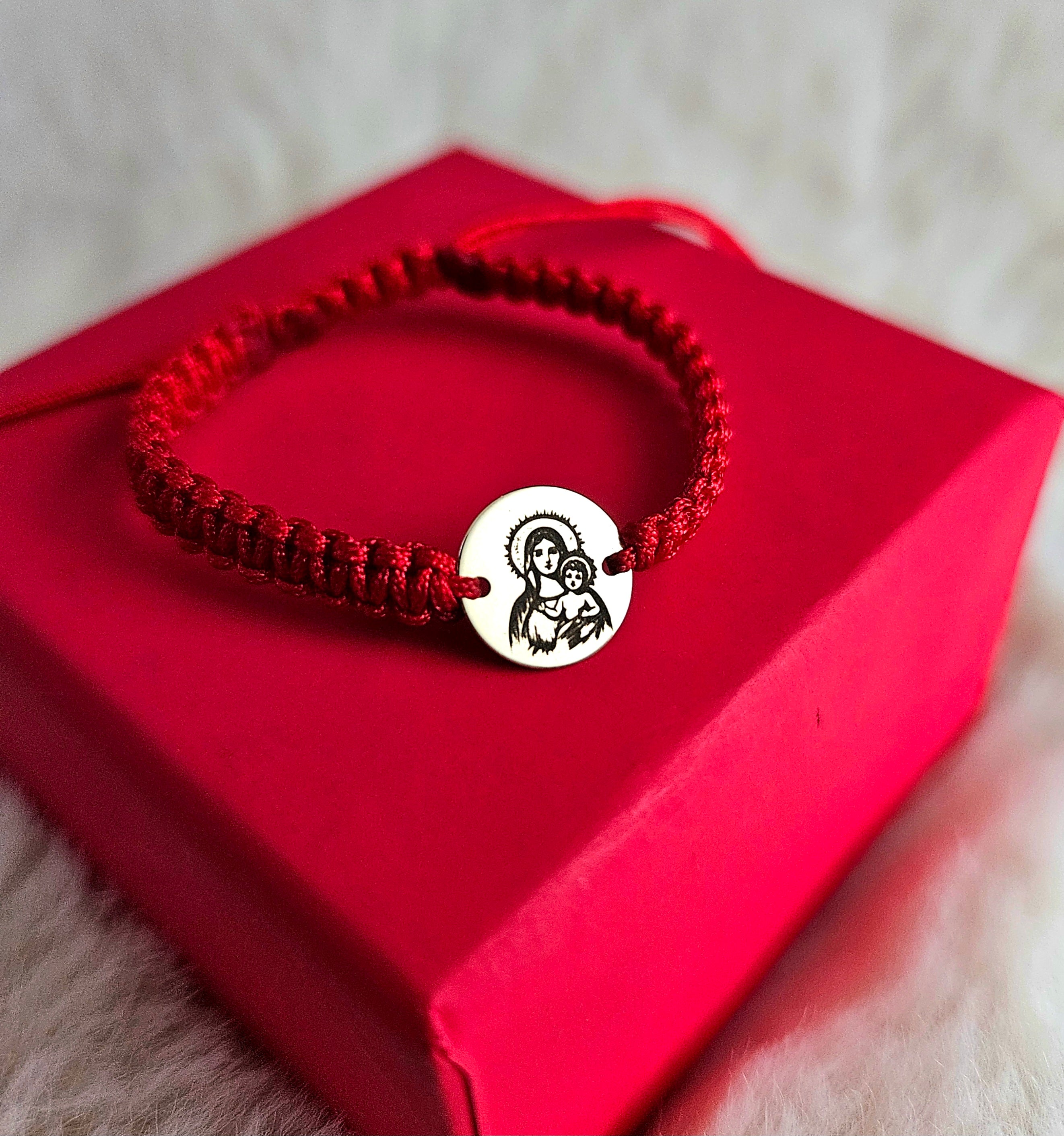 Bracciale intrecciato personalizzato Ciondolo tondo 10 mm - oro 14 carati