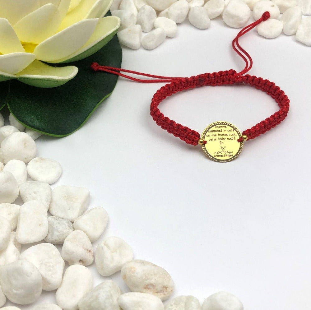 Bratara personalizata - Banut 16.50mm Argint Placat Cu Aur 24K