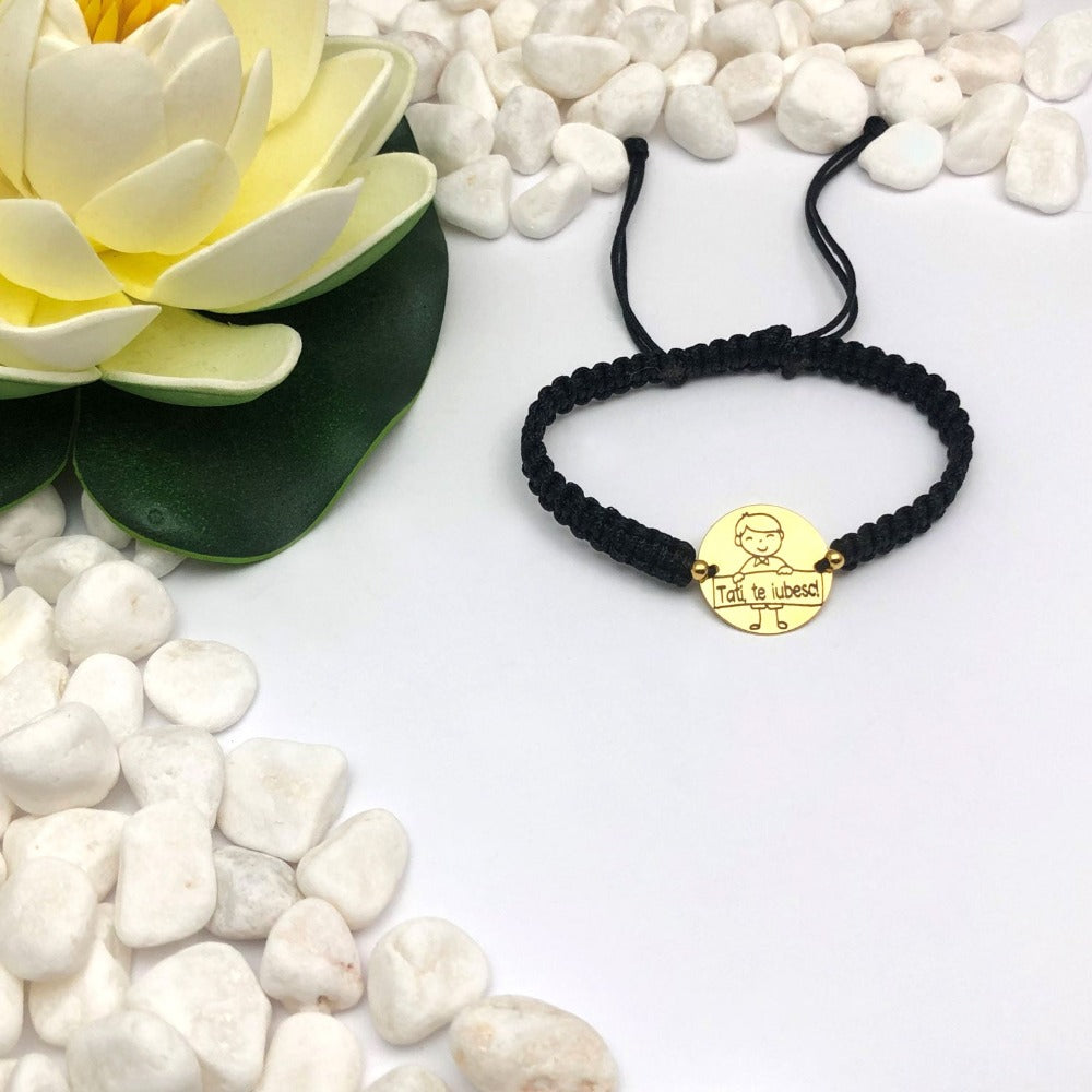 Bratara personalizata - Banut 16.50mm Argint Placat Cu Aur 24K