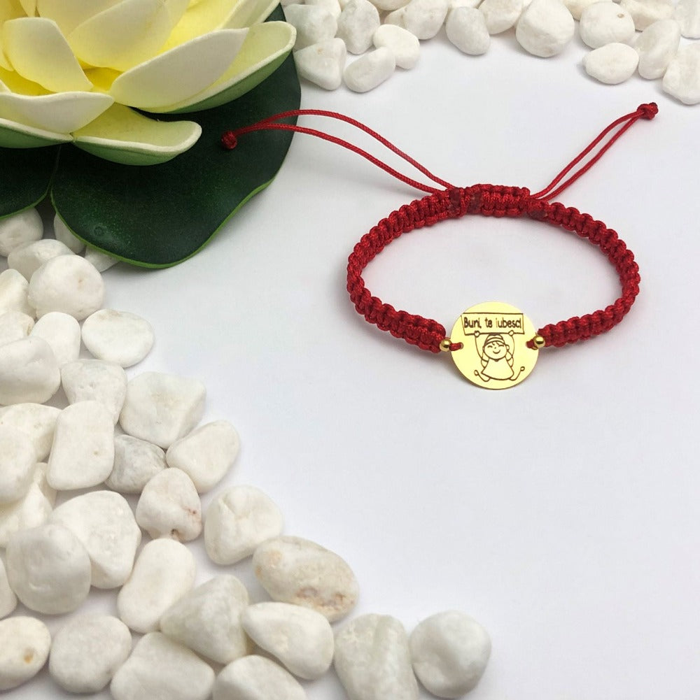 Bratara personalizata - Banut 16.50mm Argint Placat Cu Aur 24K