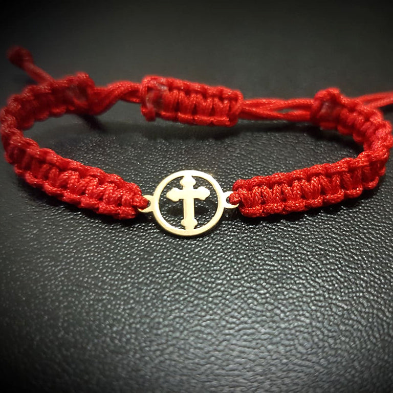 bratara impletita rosie pandantiv cruciulita in cerc aur 14K