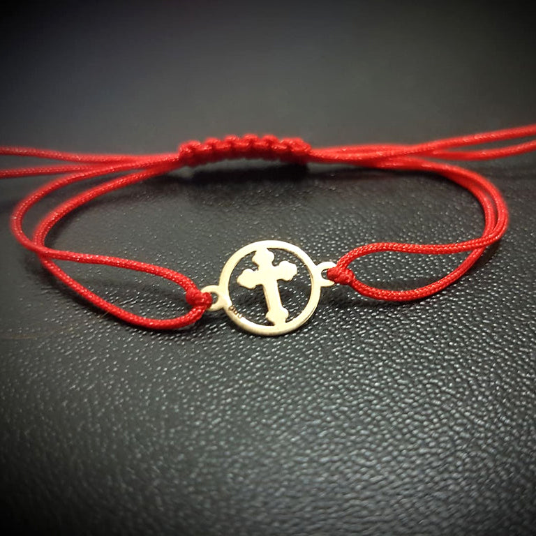 bratara impletita rosie pandantiv cruciulita in cerc aur 14K