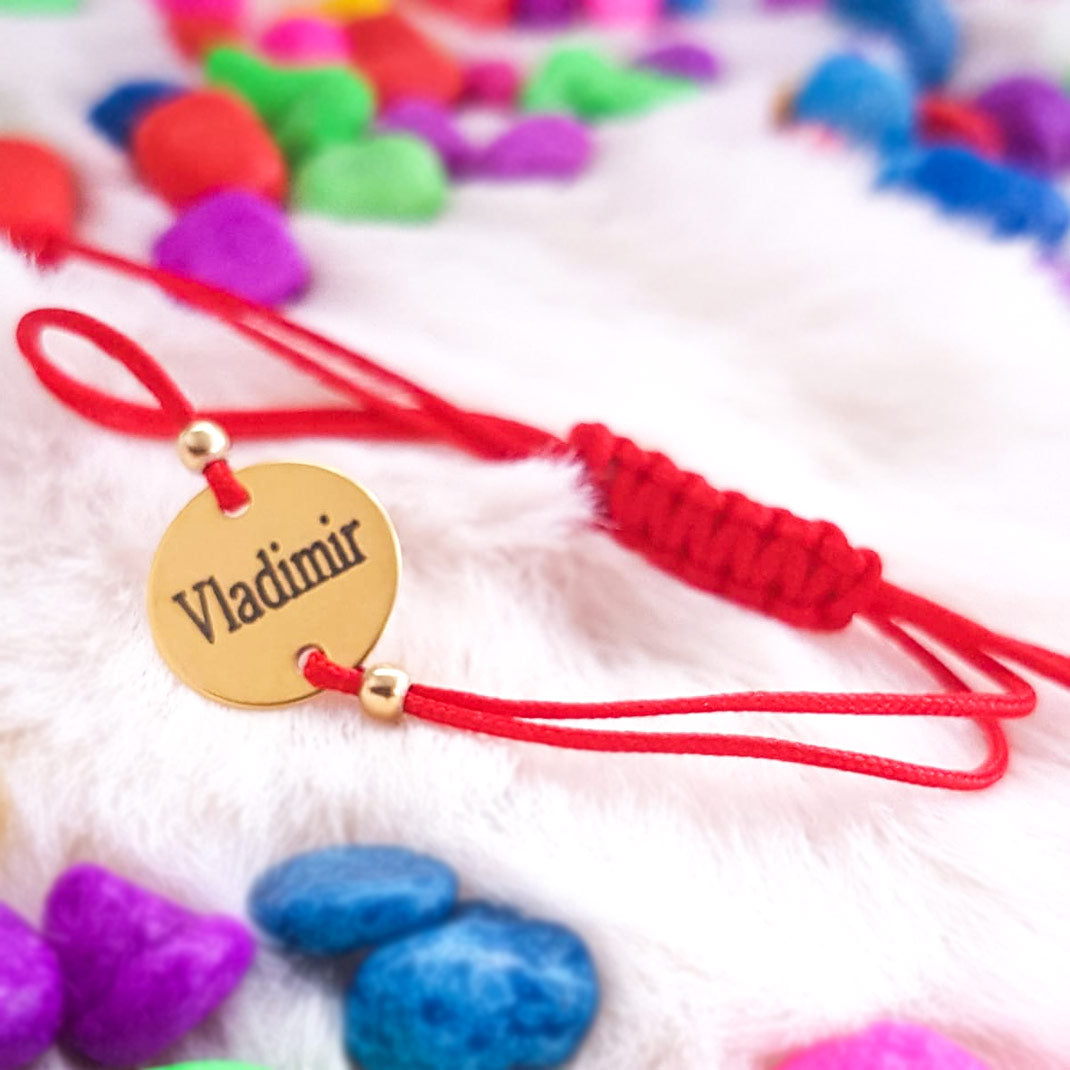 Bracciale personalizzato - Ciondolo Tondo 12mm Placcato Argento con Oro 24K