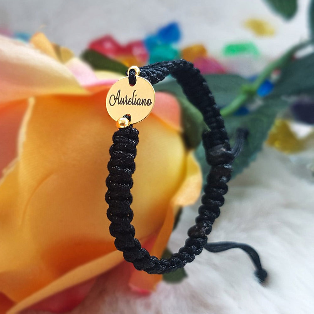 Bracciale personalizzato - Ciondolo Tondo 12mm Placcato Argento con Oro 24K