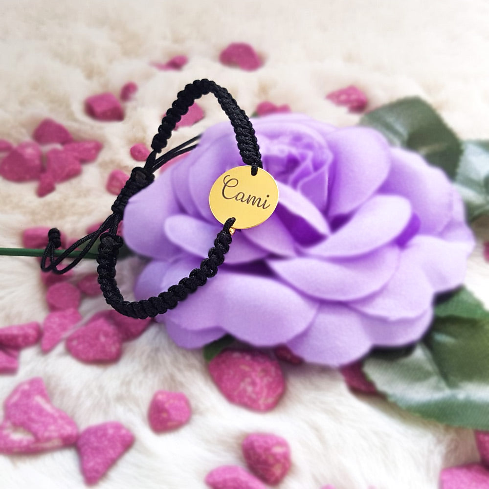 Bracciale Personalizzato - Ciondolo Tondo 16.50mm Placcato Argento Con Oro 24K