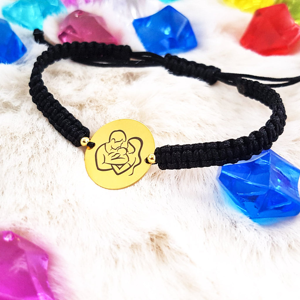 Bracciale Personalizzato - Ciondolo Tondo 16.50mm Placcato Argento Con Oro 24K