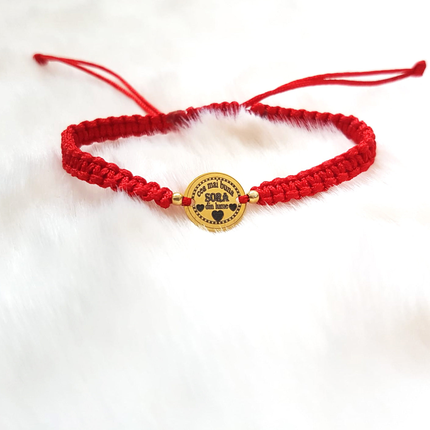 Bracciale personalizzato - Ciondolo Tondo 12mm Placcato Argento con Oro 24K