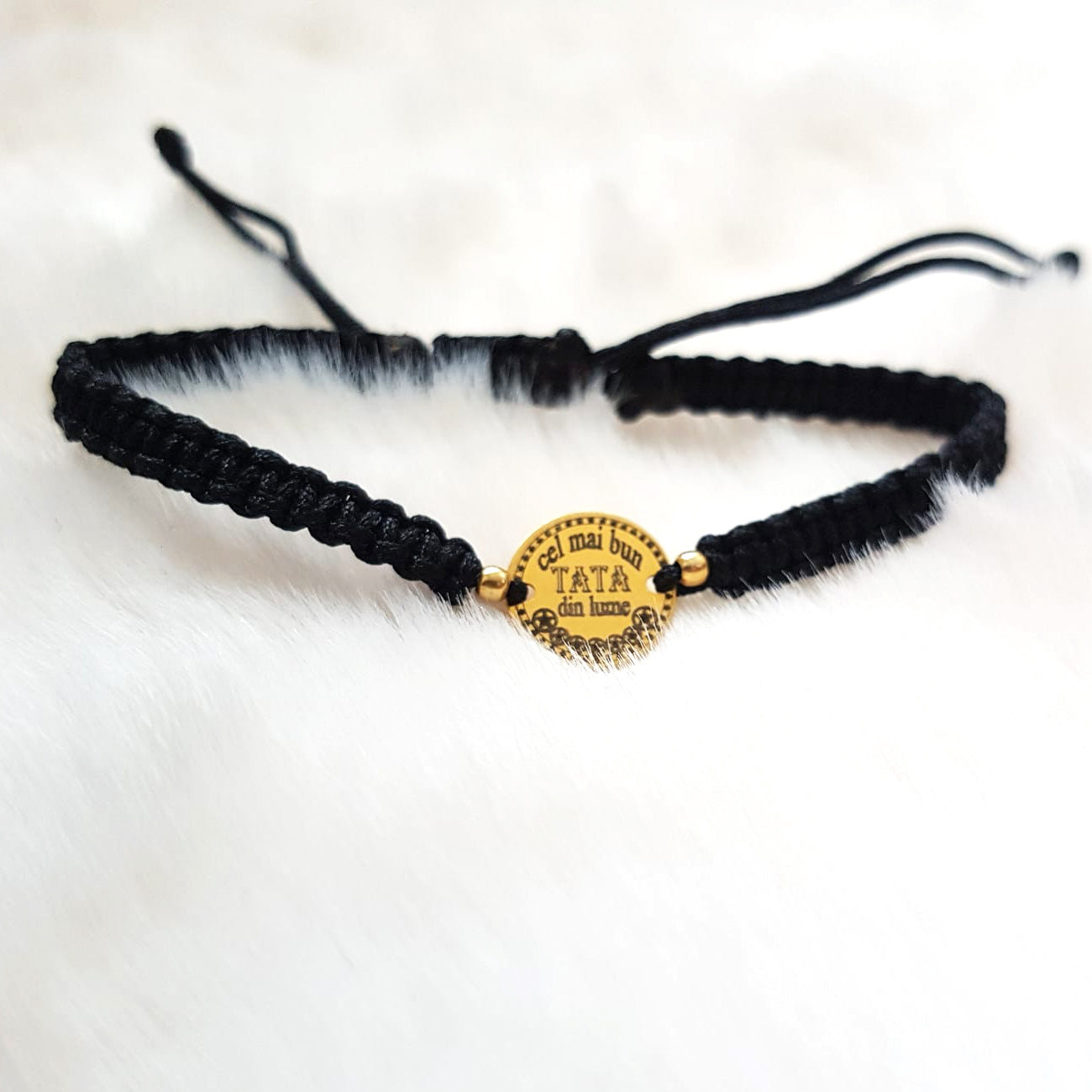 Bracciale personalizzato - Ciondolo Tondo 12mm Placcato Argento con Oro 24K