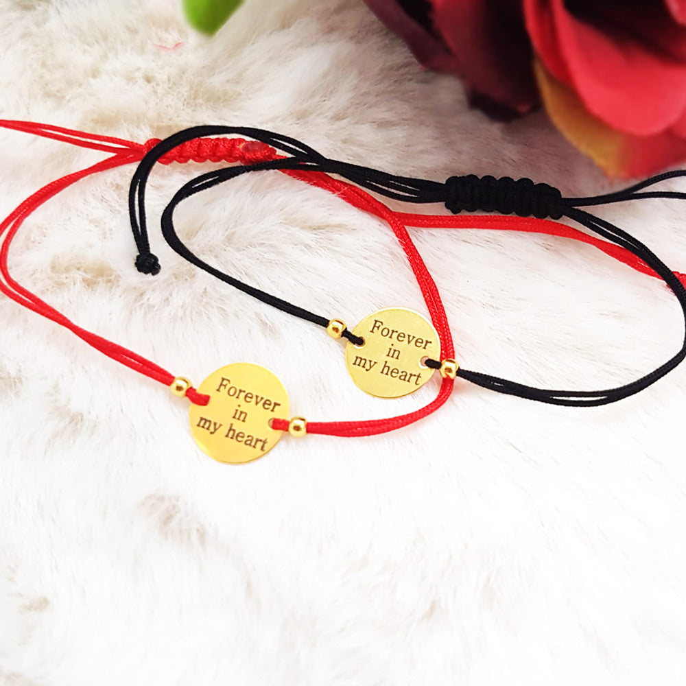 Set Bratari Impletite Personalizate - " Banut 12mm " - Pandantiv Argint Placat Cu Aur 24K