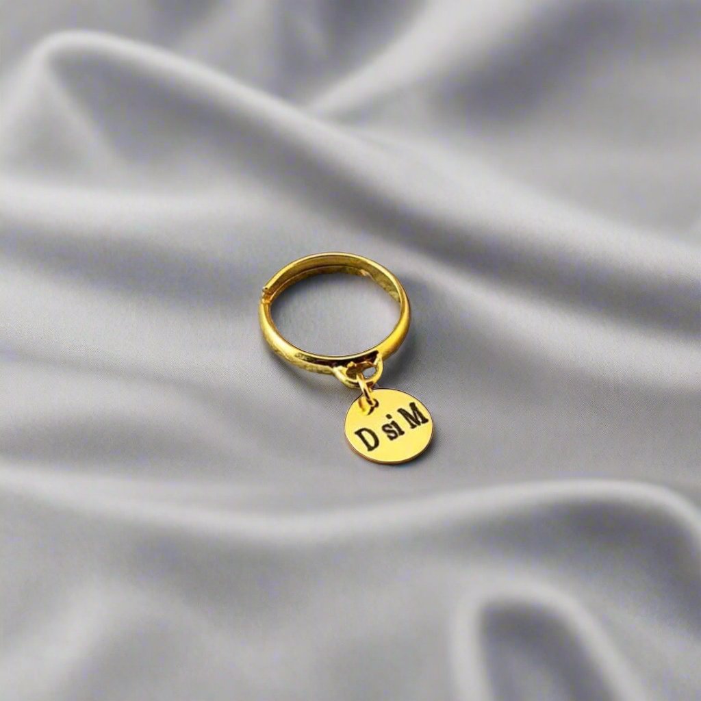 Inel Argint Placat Cu Aur 24K - Banut 10mm - Pandantiv Personalizat - Inele & Lantisoare & Cercei - Bratarele.com